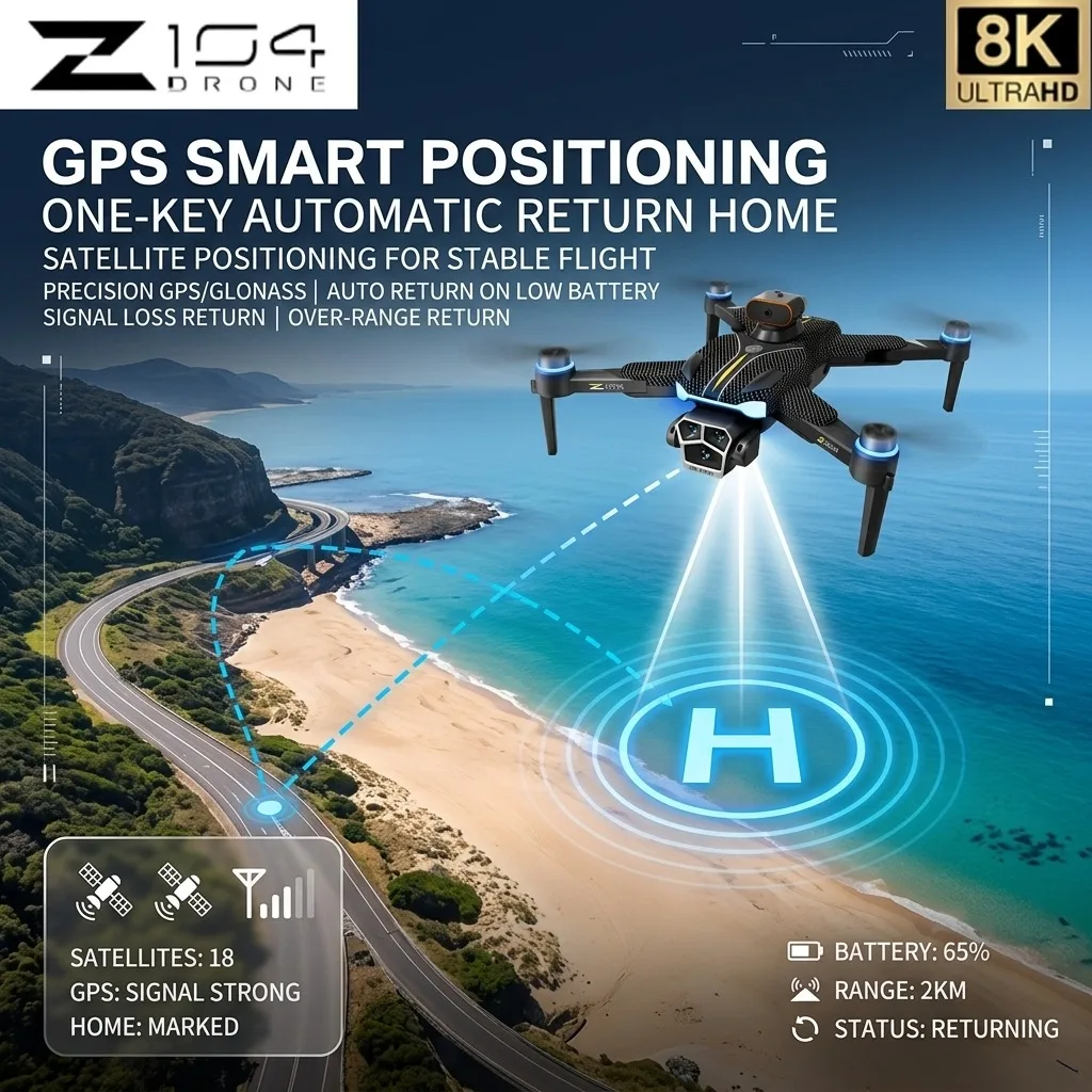 RC Drone Z104 GPS Cam 8K HD Aerial Photography Dual Camera Brushless Quadrotor Obstacle Avoidance Aerial RC Drone Toys gifts