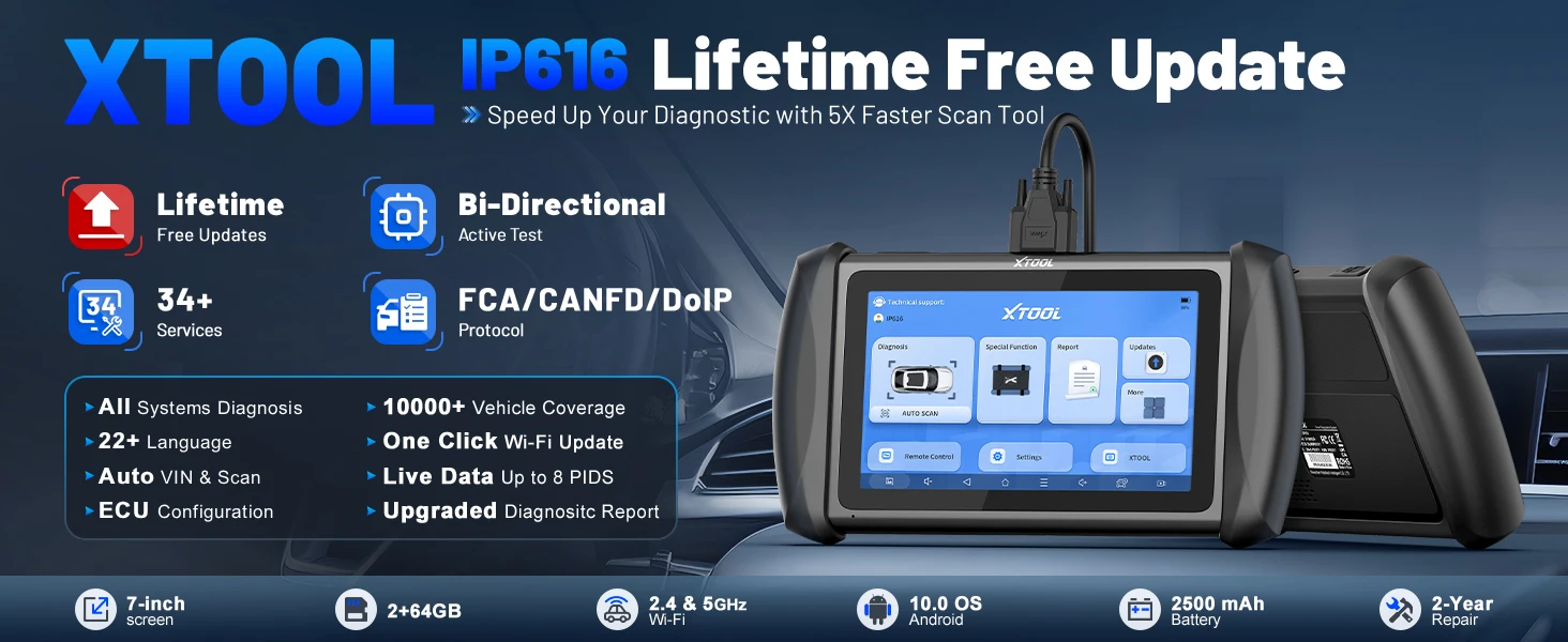 2026 XTOOL IP616 V2.0 OBD2-Scanner, vollständiges System-Diagnosetool, Schlüsselprogrammierer, 34+, Lebenslanges, kostenloses Update zurücksetzen, CAN FD DOIP FCA – Detail 2