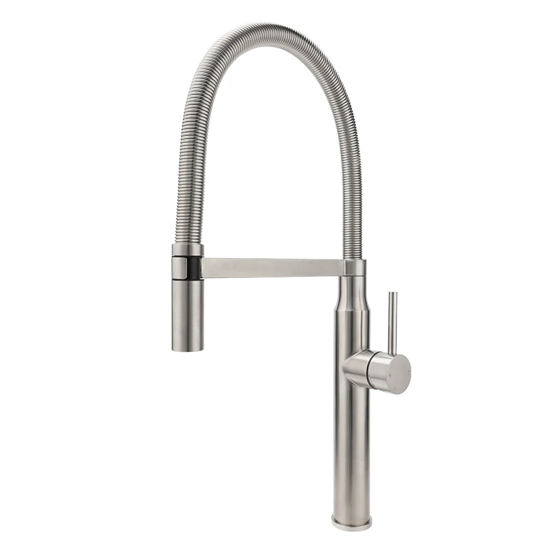 

Australian Standard Watermark Wels Deck Mounted Brushed Pull Down Faucet 304 Stainless Steel Swivel Kitchen Mixed Tap