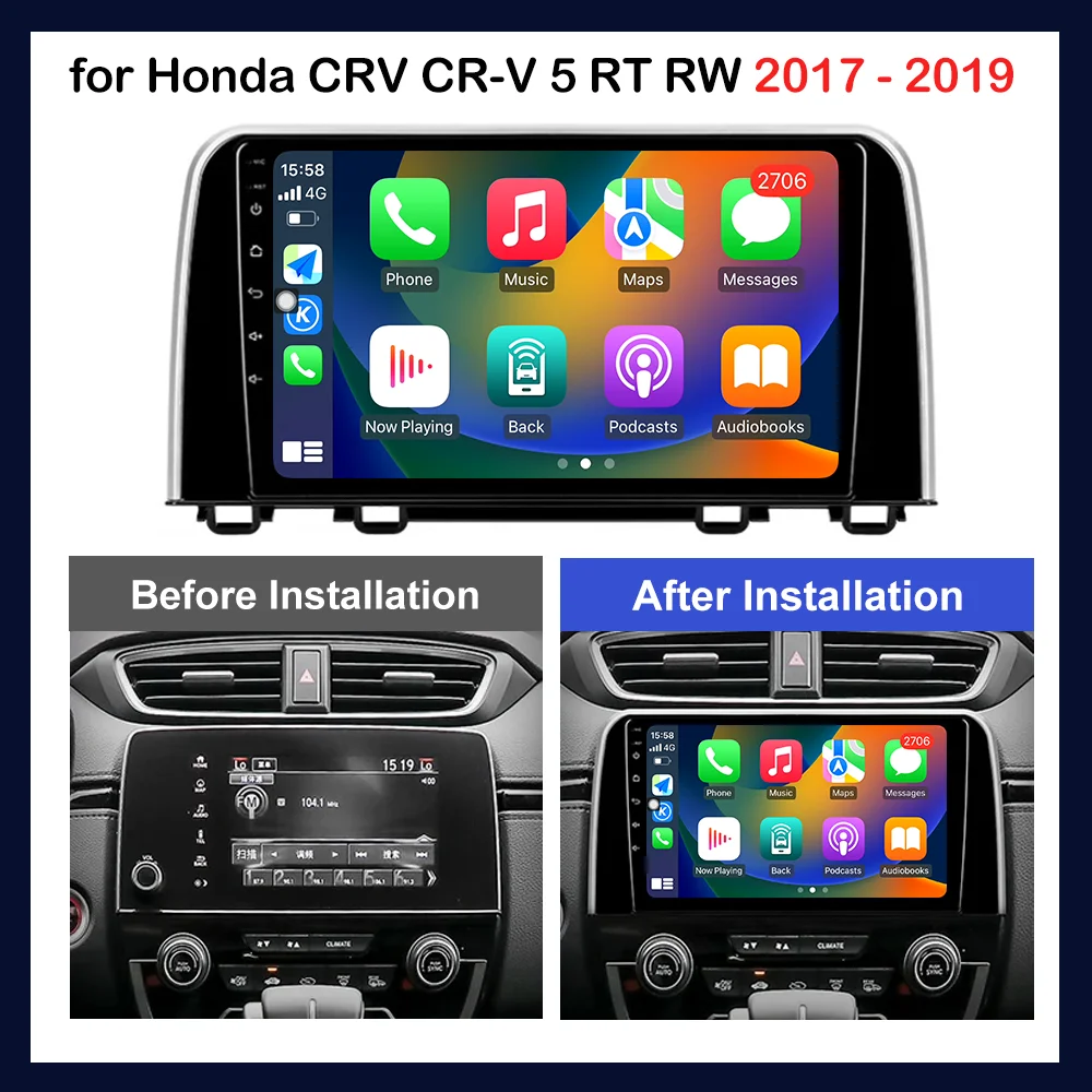 Android OS 9 inch for Honda CRV CR-V 5 RT RW 2017 2018 2019 GPS Navigation Car Radio Video Multimedia Player BT WiFi Carplay 4G