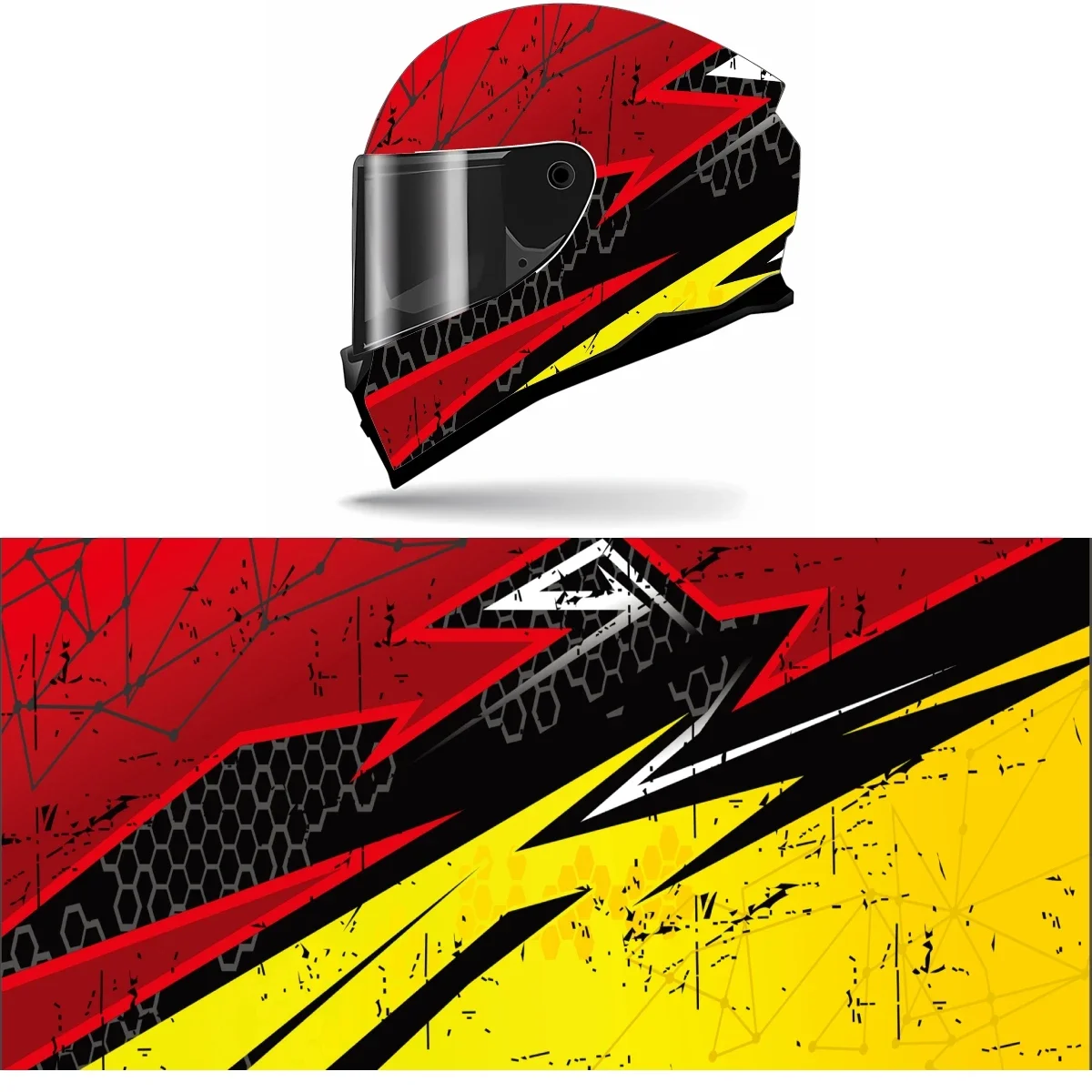 Pegatina abstracta amarilla y roja para casco completo, pegatina gráfica de carreras para casco de motocicleta, pegatina decorativa para casco envolvente de vinilo