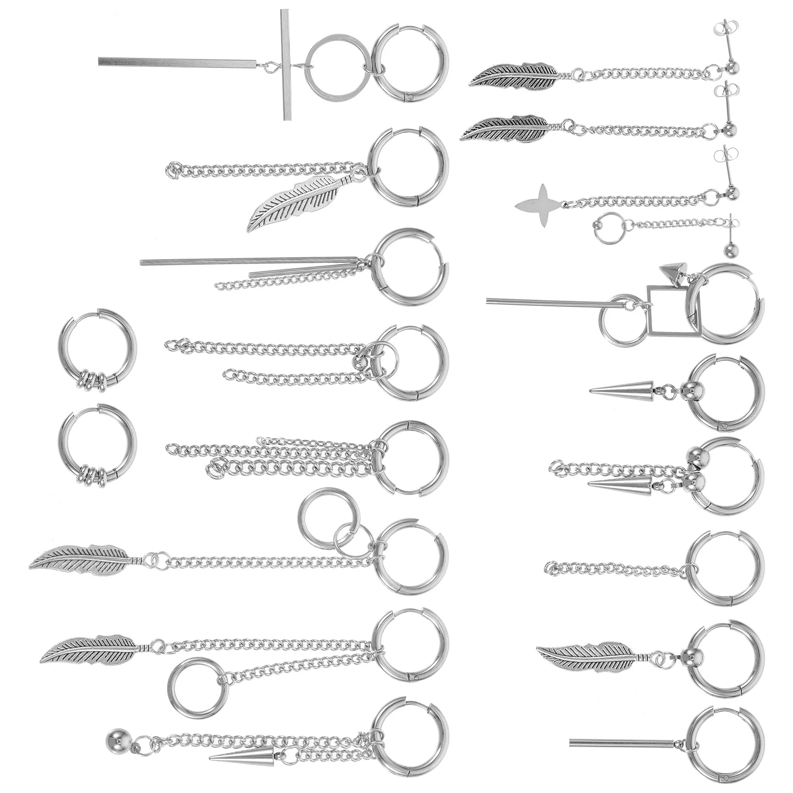 

1Set Long Dangle Stainless Steel Hoop Earrings Perfect for Weddings Birthdays Daily Wear Trendy Statement Earrings for Men