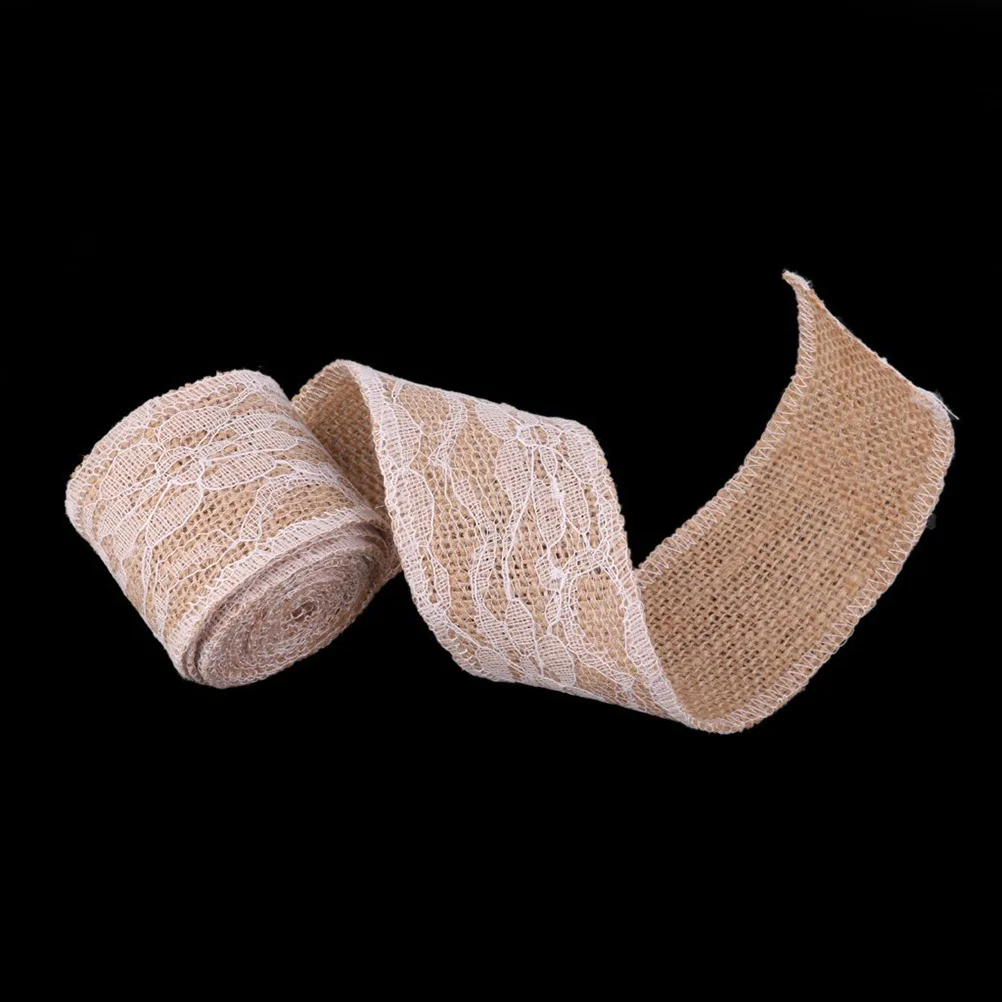 

2 M Lace Burlap Roll Decorative Ribbon Craft for Wrapping Manual