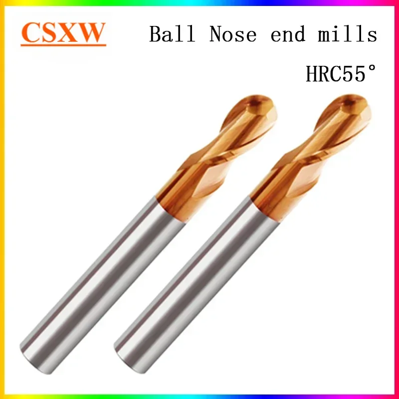 

NEW HRC55 degrees Ball Nose end mill 1mm~10mm1.5mm 2mm 4mm 6mm 8mm Spindle metal milling cutter with tool shank of CNC lathe use