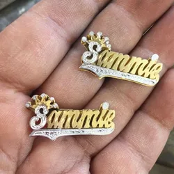 Customized Name Earrings Double Color Stainless Steel Stud Earrings Personalized 3D Nameplate Ear Studs For Women Jewelry Gift
