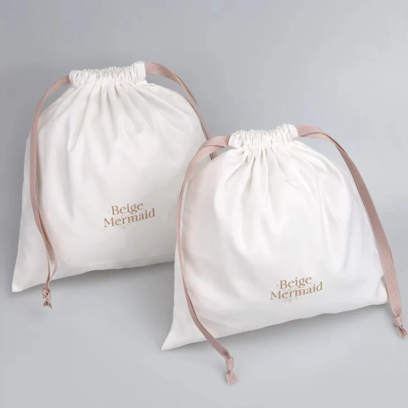 High Quality White Cotton Dust Sack for Skincare Products Custom Logo Drawstring Cosmetic Makeup Muslin Bag Jewelry Pouch