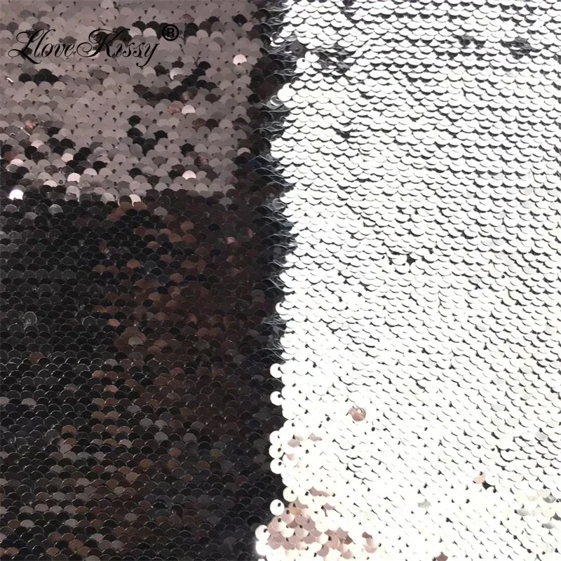 19 Colors 5MM Sequins Fabrics Satin Embroidery Flip Glitter Fabric  For Party Wedding Dress Background wall Wide:125CM