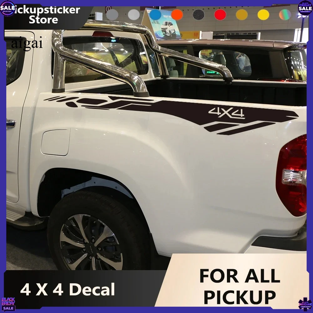 Car Trunk Side Stickers Graphics 4X4 Decor Decal Pickup Back Tub Vinyl Cover for Toyota Hilux Dodge Ram Isuzu Dmax Ford F150