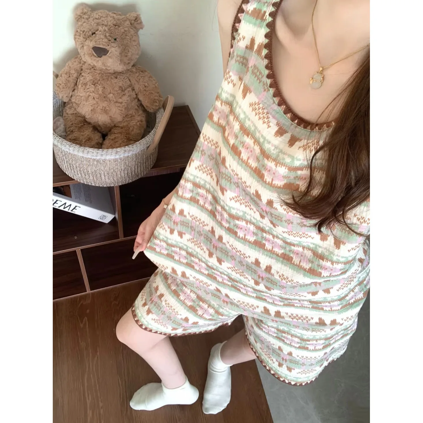 

Cloud Cotton Pajamas Women's Summer Vest Shorts Set Loungewear New Cute Outer Wear