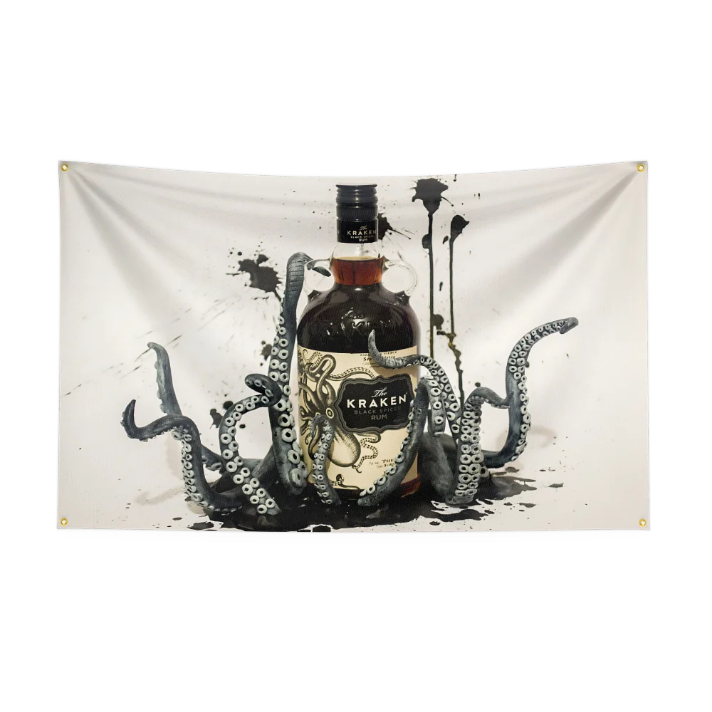 3×5ft K-Krakens RUM Flag Polyester Printed Alcohol Wine Banner For Decor Drink rum Beer Flag