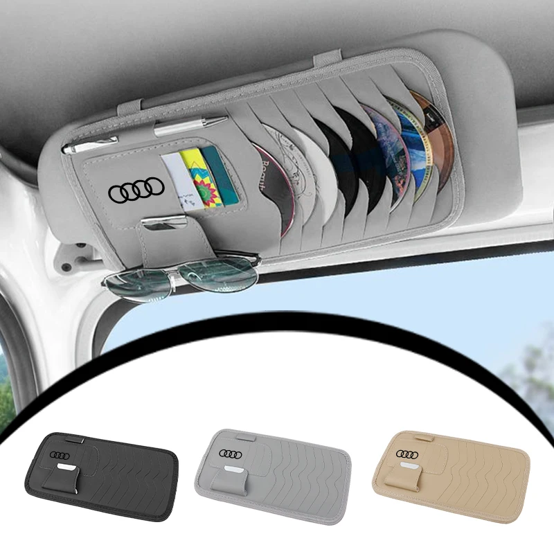 

Car Sun Visor ATM Card Organizer Bag Card Clip Holder CD Pen Sunglasses Storage For Audi Q5 Q7 Q3 A3 A4 A6 A5 A1 S1 S3 S4 RS5 RS