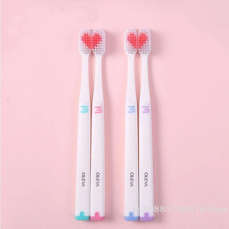 [ZYAS]2pcs Soft-bristle Toothbrush Heart Couple Brush Teeth Eco Friendly Adults Toothbrush Dental Care Travel Essentials