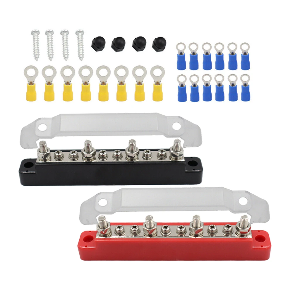 10 Way Style B Red & Black Car Boat Marine Power Distribution Terminal Block Bus Bar 150A