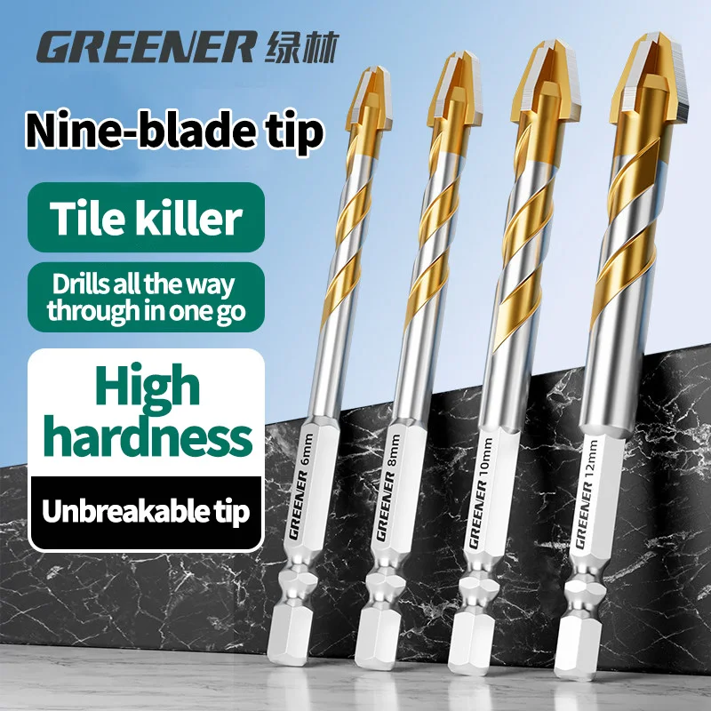 

GREENERY 6-12mm Cross Hexagonal Drill Bit Carbide Multifunction for Glass Concrete Ceramic Tile Porcelain Metal Wall Hole Opener