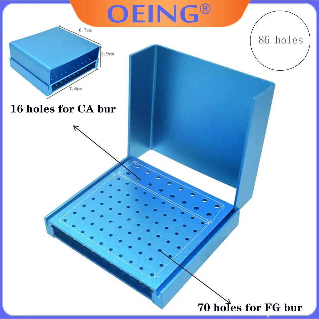 OEING Dental 86 Hole Endo Box For High/Low speed dental burs Cleaning Stand 135℃ Autoclavable Sterilizable Lab Tools