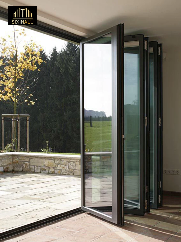 Sixinalu Bi-Fold Door Thermal Break Aluminum Profile Alloy Frame Accordion Door Custom Double-glazed Folding Door Home Decor