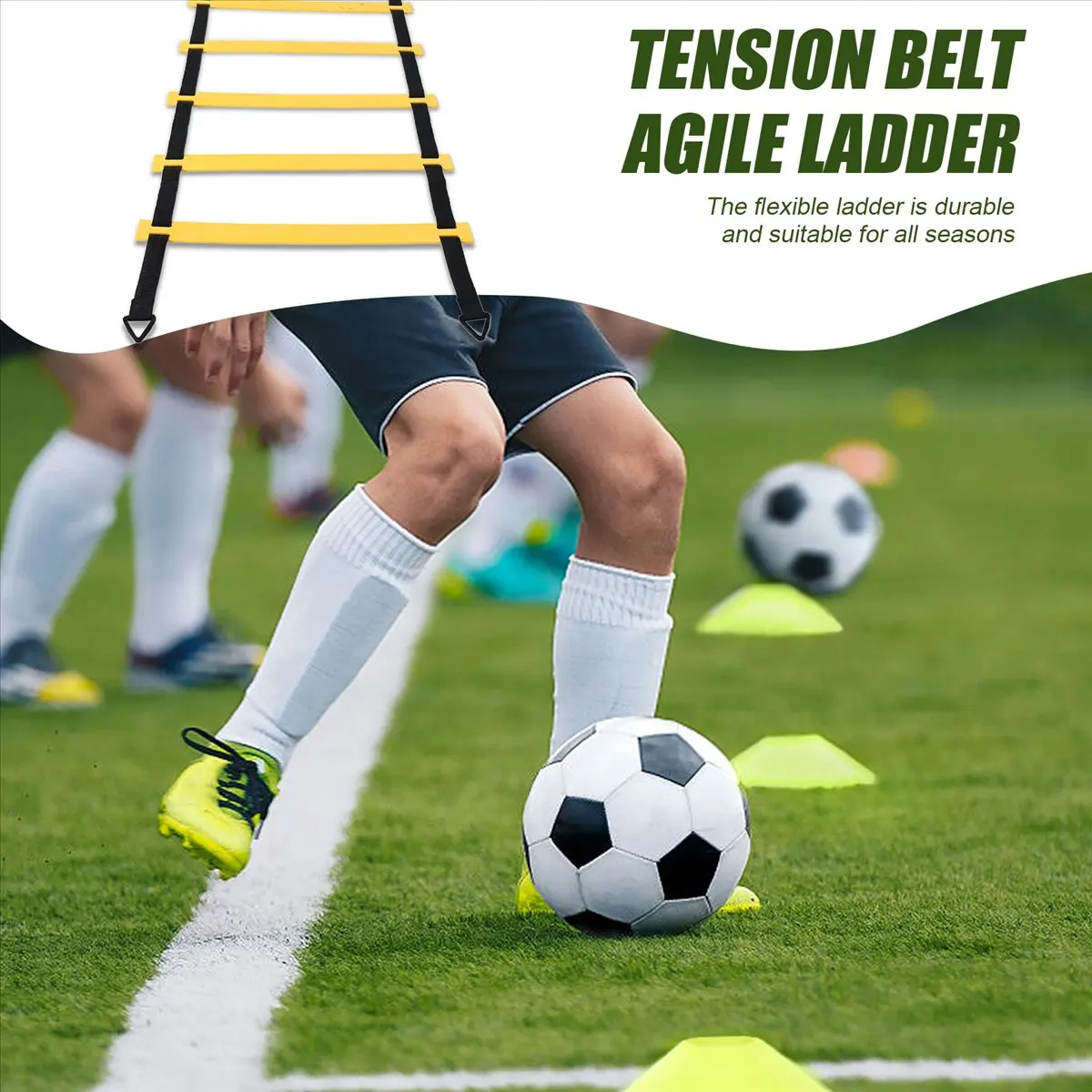 Sports Sports Speed Agility Training Set 12 Disc Cones 4 Steel Stakes and Agility Ladder for Football Basketball Rugby Track