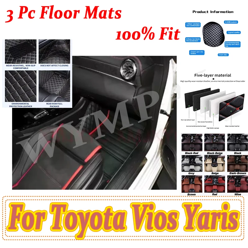 

Luxury For Car Floor Mats Toyota Vios Yaris 2022 2021 2020 2019 2018 2017-2014 Interior Accessories Auto Carpets Custom mats