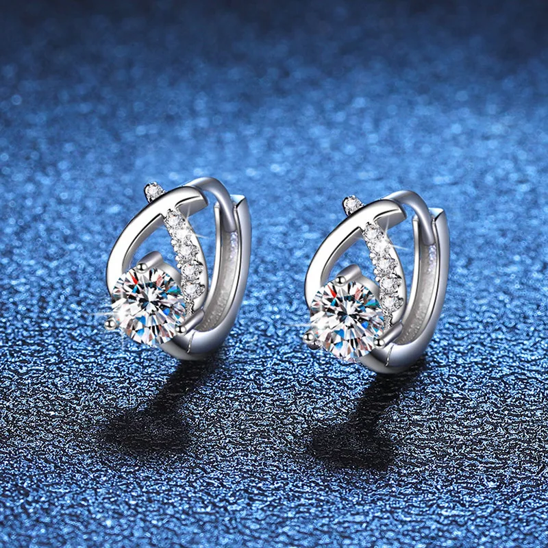 18K Platinum Diamond Moissanite Earrings Cross Drop Plated PT950 Platinum Earrings Light Luxury Korean Style One Carat