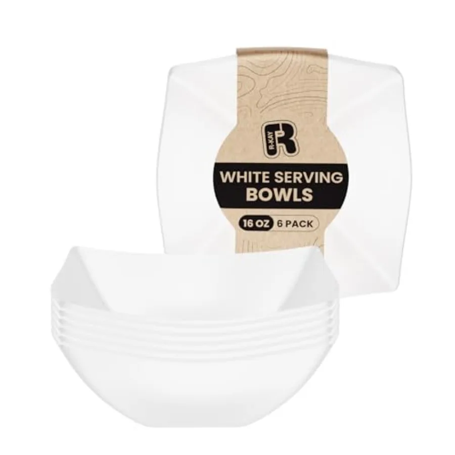 6 Pack Square Plastic Serving Bowls - Plastic bowls - Premium Bowls Disposable Heavy Duty For Weddings Catering And Birthday pa
