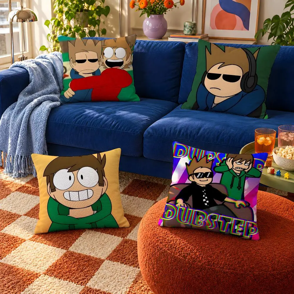 Cartoon Eddsworld Edd Tom Tord Matt Cushion Cover Throw Pillow Soft Short Plush Cozy Durable For Sofa Bedroom Home Decor Gift