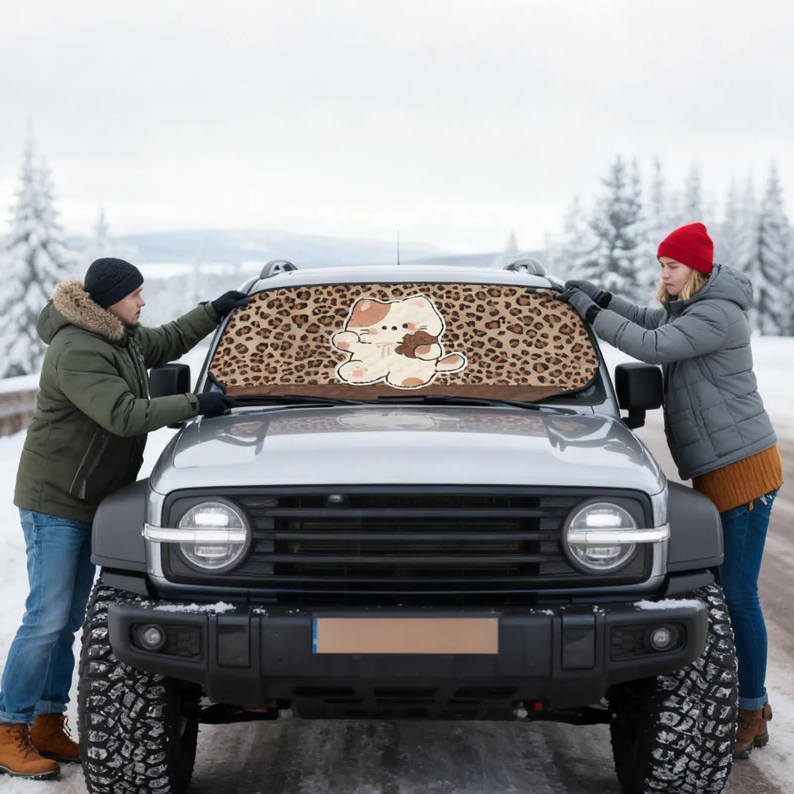 

Windshield Cover For Snow 77x36inch Heavy Duty Waterproof Auto Sunshade Frost Protector Snow And Ice Windshield Cover For SUV