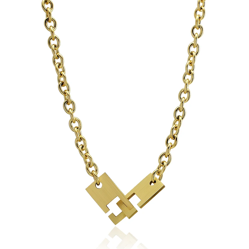 hot classic Jigsaw lock Necklaces Stainless Steel gold Chains link Necklaces Cuban Chain Necklace For Men Jewelry Gift