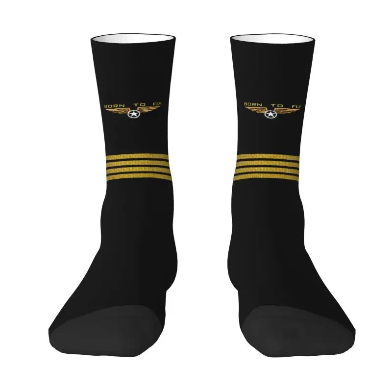 Born To Fly Flight Pilot-Flying Aviation Aviator Mens Crew Socks Unisex Fashion Spring Summer Autumn Winter Dress Socks