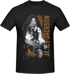 Janet Music Jackson Shirt Men's Crew Neck Short Sleeve T Shirt Fashion Graphic Tees Cool Casual Tops Black