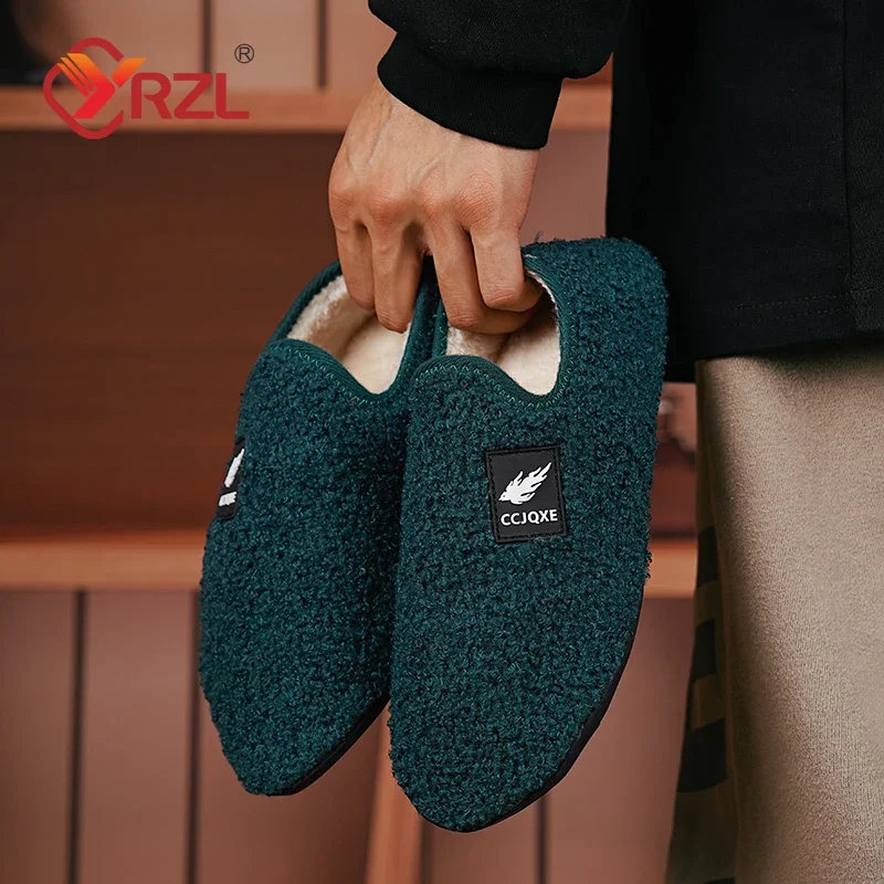 Yrzl chinelo de inverno masculino chinelos de algodão disigner quente casa interior sapatos casuais de alta qualidade antiderrapante pelúcia inverno casal sapatos