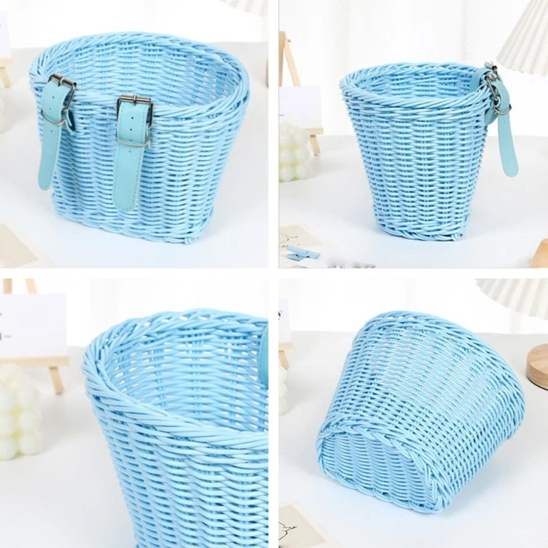 Waterproofs Plastic Wovens Bicycles Basket Detachable Wicker Front Handlebars Bikes Basket Childrens Bicycles Basket