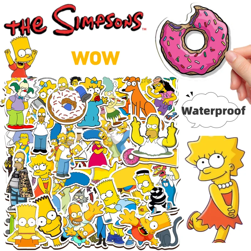 

50pcs The Simpsons Bart Maggie Cartoon Stickers Portable Suitcase Notebook Waterproof Decorative Graffiti Stickers Wholesale