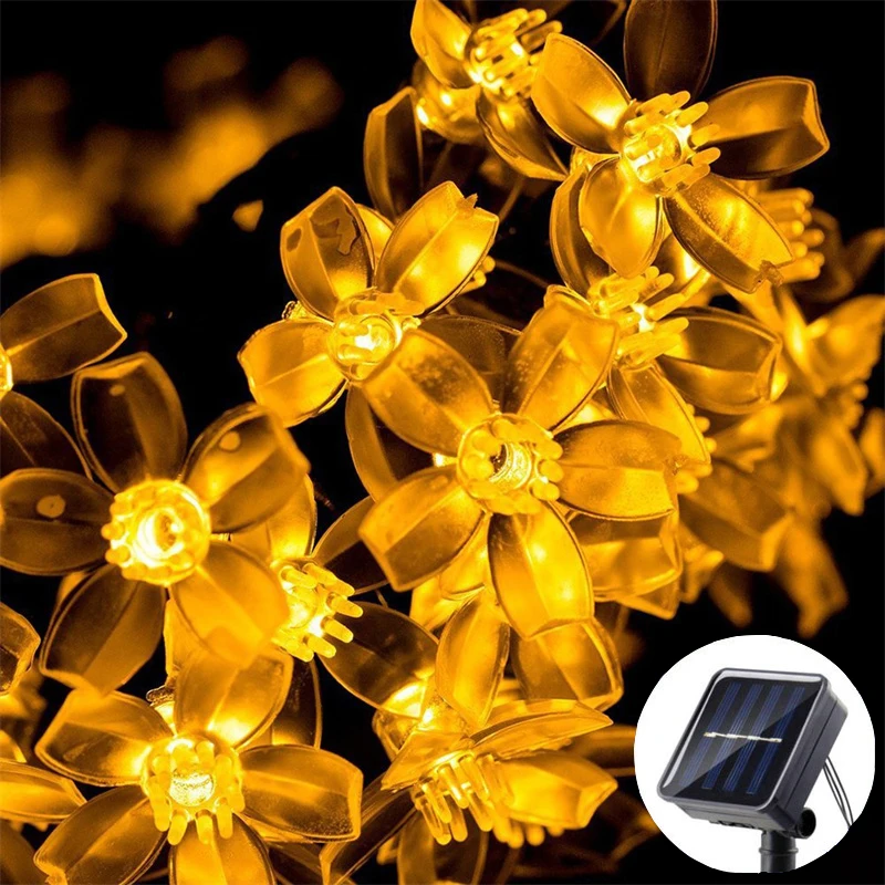 

Fairy String Lights Solar Garden Light Led Cherry Flower Lighting Outdoor Christmas Lamp Blossom Festoon Party Home Decoration