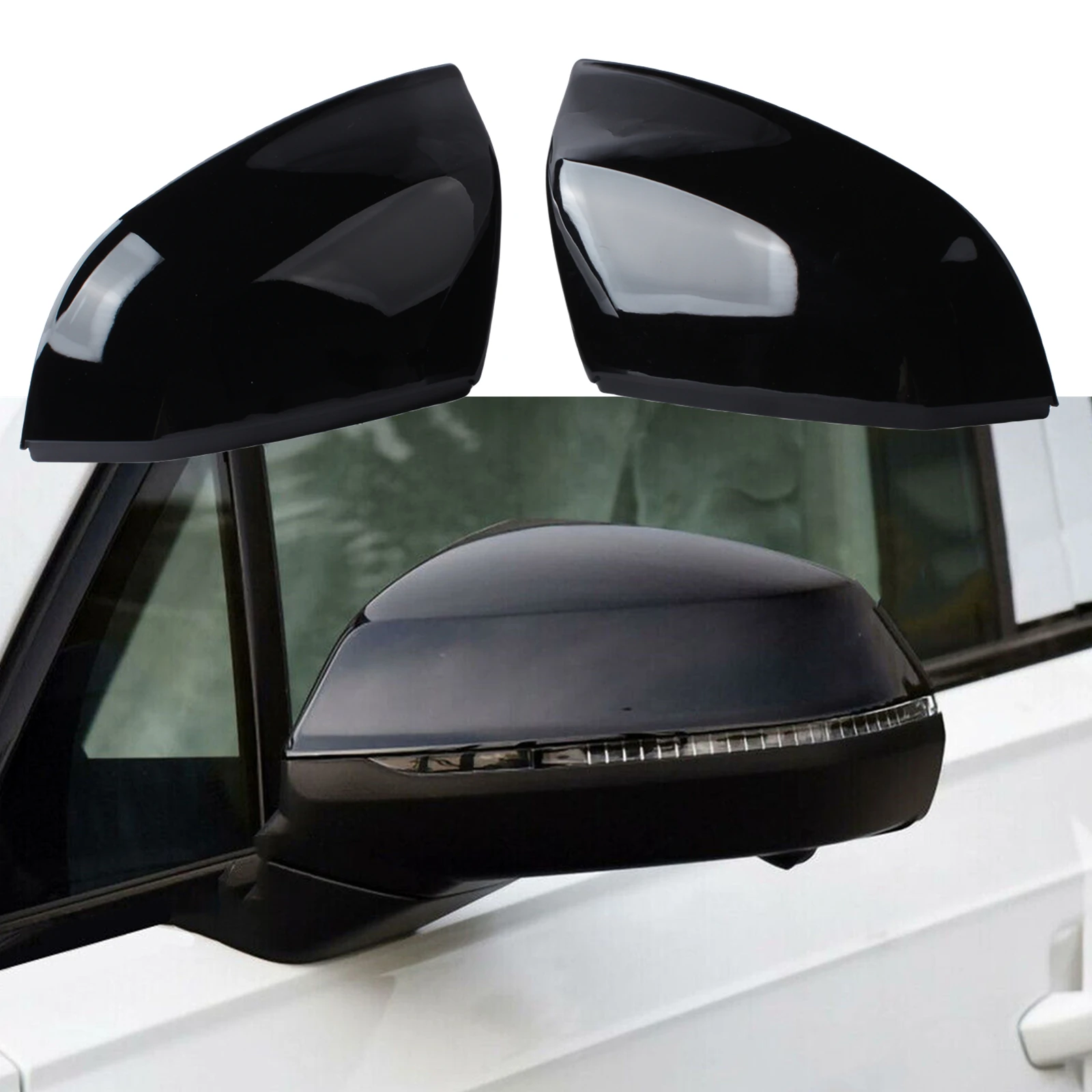 Rearview Mirror Cover For Audi Q5 Q5L SQ5 FY 18-24 Q7 SQ7 16-24 Gloss Black Exterior Car Rear View Cap Shell Clip On Replacement