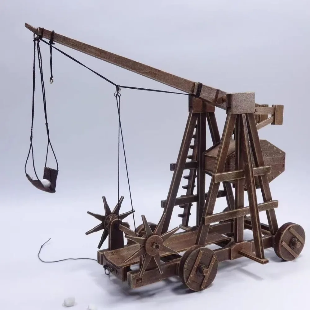 Classic Ancient Chariots The Age of Empires Model Kits Mangonel Trebuchet Front Rotary Wheel Model 3D Puzzle Need Assembly