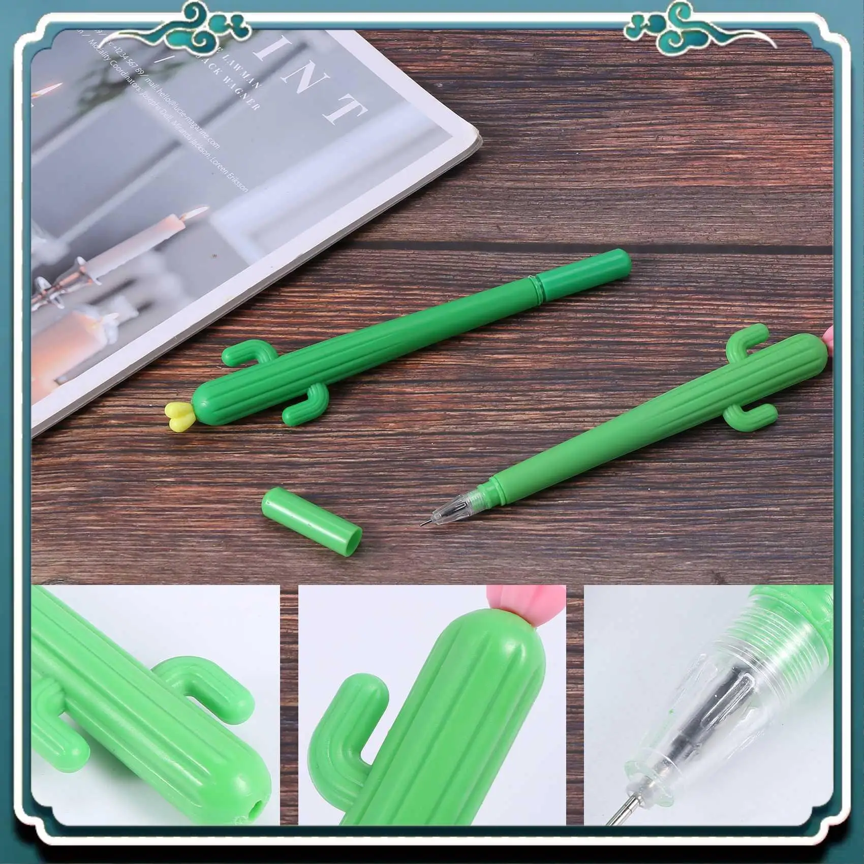 

Простые в использовании 30 шт. ручки-роллеры в форме кактуса, гелевые чернильные ручки, ручка для письма для офиса, школы, дома, письма, подарки