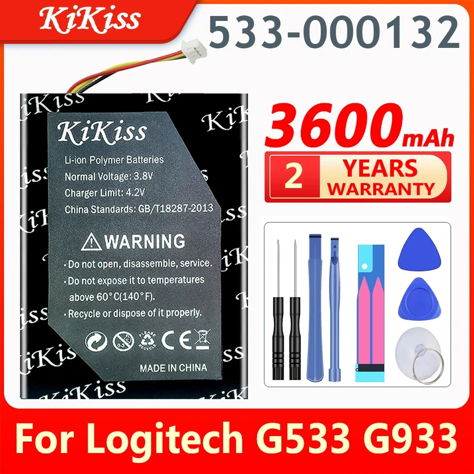 

KiKiss Battery for Logitech G533, G933, G533S, G933S, 533-000132, 3600mAh