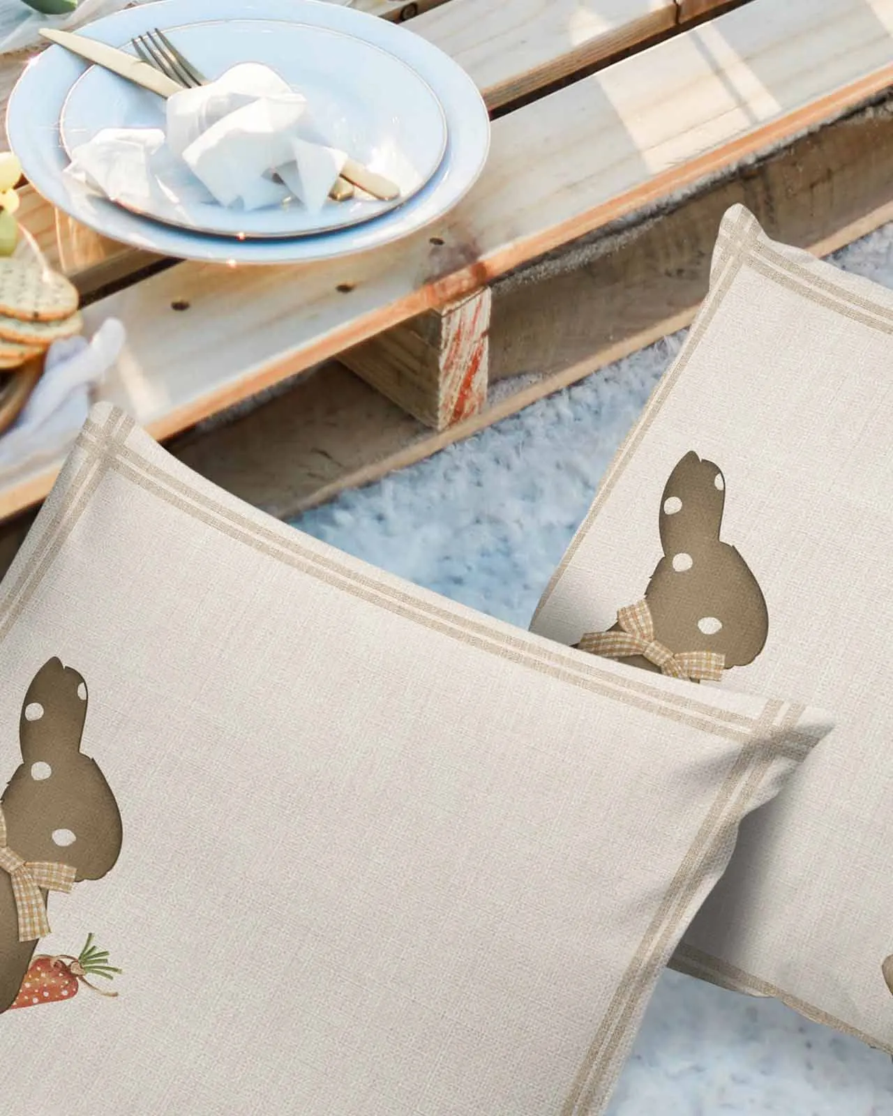 2/4PCS Easter Eucalyptus Eggs Rabbit Polka Dot Waterproof Cushion Cover For Home Decoration 40/45/50/60/66cm Pillowcase