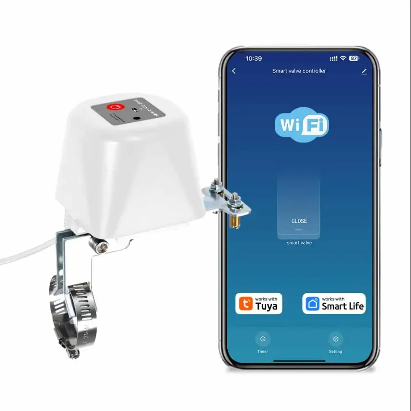 

Smart Water Red Color Suction Control Supply WIFI Valve Electric Water Valve Leak Detection Emergency Shut Off