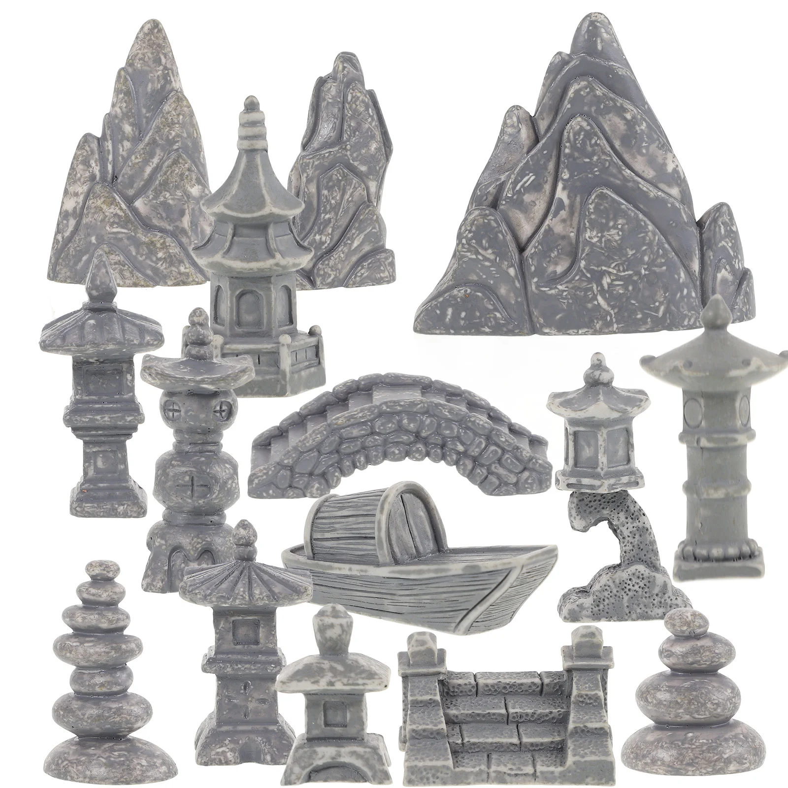 

15pcs Vintage Rockery Tower Home Bonsai Garden Statue Zen Microlandscape Rockery Model Adornment for Decoration