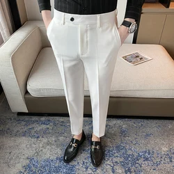 2023 Groom Wedding Dress Mens Formal Suit Pants White and Black Green Stage Performance Banquet Business Social Slim Trousers