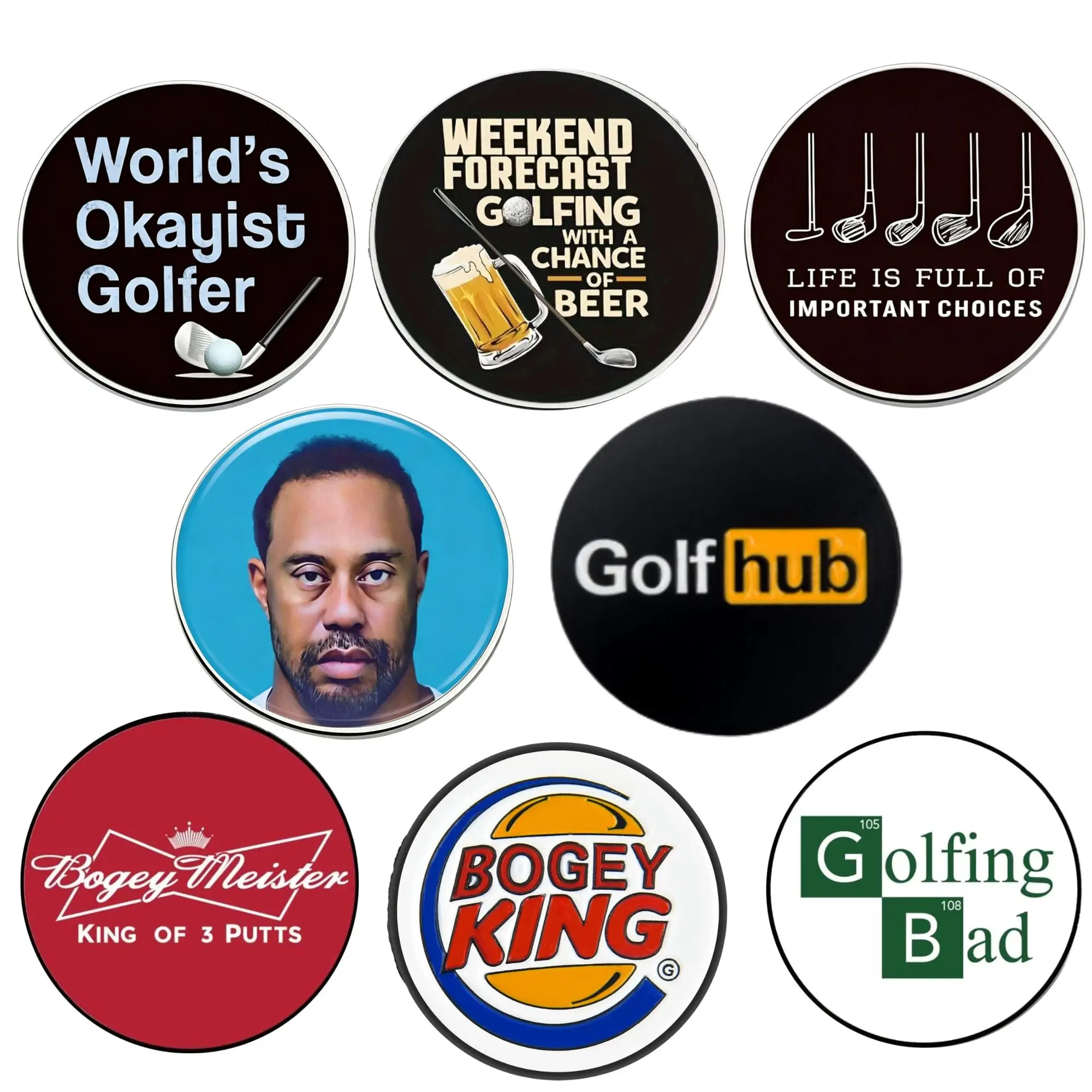 8 counts Golf Ball Marker Sets, Funny Golf Accessories for Men Golfers Dad Boyfriend Husband Birthday Retirement Fathers Day