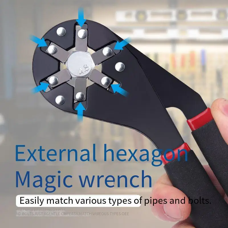 6/8 Inch Magic Wrench Household Maintenance Adjustable Wrench Twisting Hand Clamping Socket Outer Hexagonal Multifunctional Tool