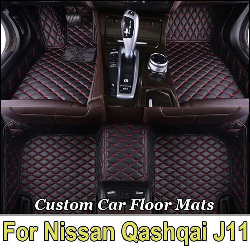 Leather Car Floor mats For Nissan Qashqai J11 2020 2019 2018 2017 2016 2015 2014 Carpets Rugs Pads Interior Parts Accessories