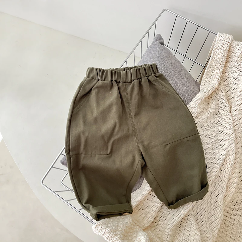 Winter And Autumn Newborn Baby Girls And Boys Cotton Trousers Travel Sports Elastic Waist Korean Solid Fashion Soft Casual