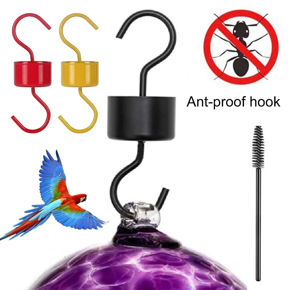 Easy Maintenance Bird Feeder Bird Feeder Hook Heavy Duty Dual Head Bird Feeder Hanger with Anti-ant Guard Brush Max Load