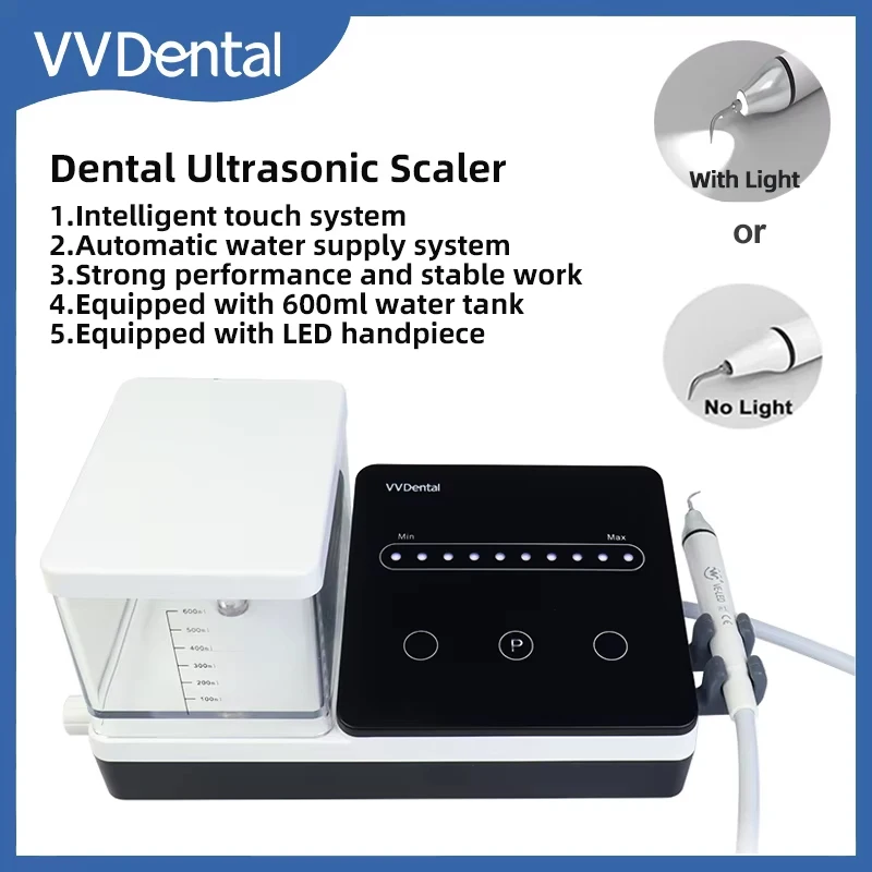 VVDental Ultrasonic Scaler With LED Light Handpiece and 10pcs Tips Teeth Cleaning Equipment for Scaling Periodontics Endodontic