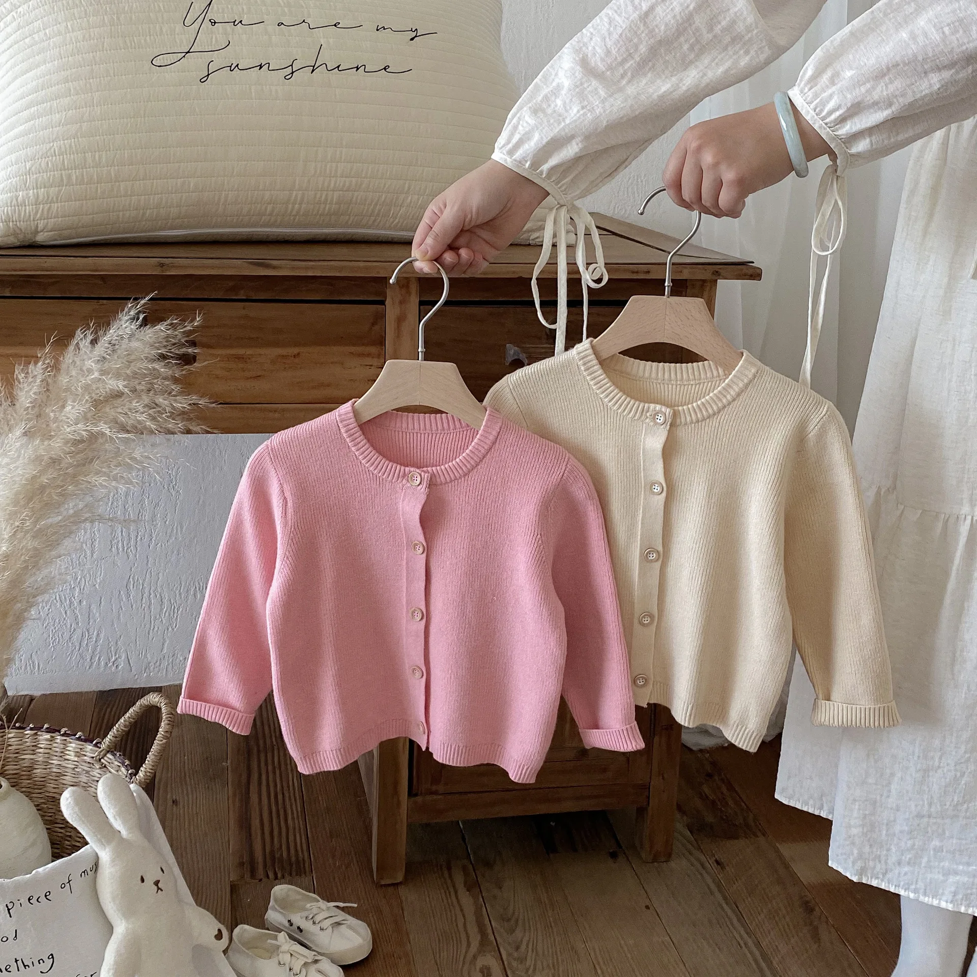

2025 Autumn New Children Long Sleeve Sweater Coat Solid Girls Knitted Cardigan Cotton Baby Casual Jacket Kids Clothes