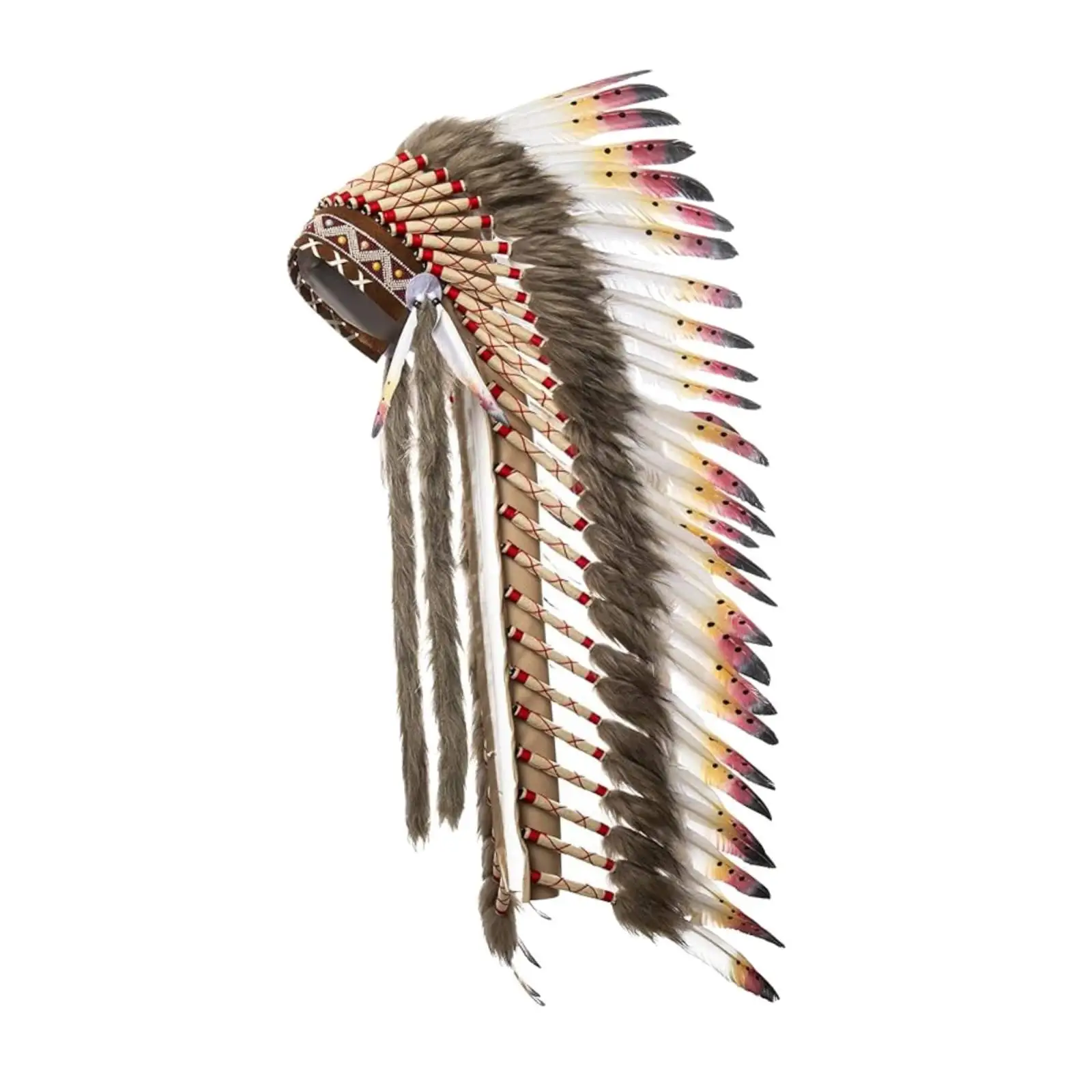 Indian Feather Headdress Fancy Dress Chief Indian Hat for Carnival Performance