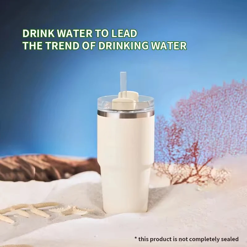 Hot sales Insulated Tumbler with Handle Straw 591ml Stainless Steel Vacuum Cup Thermal Mug for Hot and Cold Coffee Drinks